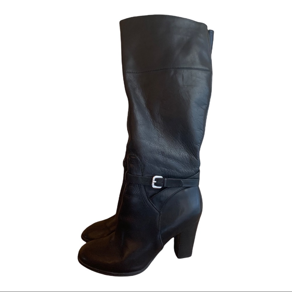 Marc Fisher Kevins Black Leather Knee-High Boots. Size 8.